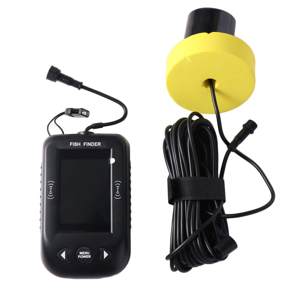 Fish Finder Portable - 45度XF03魚群探知機100M深度ワイヤーデザインポータブルソナー探知機LCDディスプレイ防水ソナー魚群探知機湖釣り