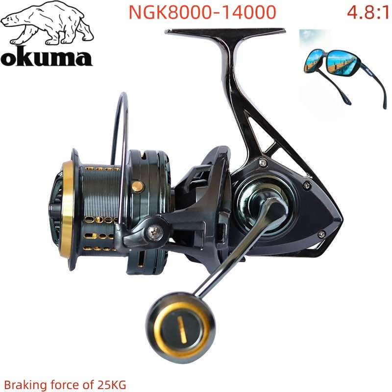 Abu Garcia Reel Max - OKUMA 釣り用リール 8000-14000 メタル製 遠投用リール ガイドロッド構造