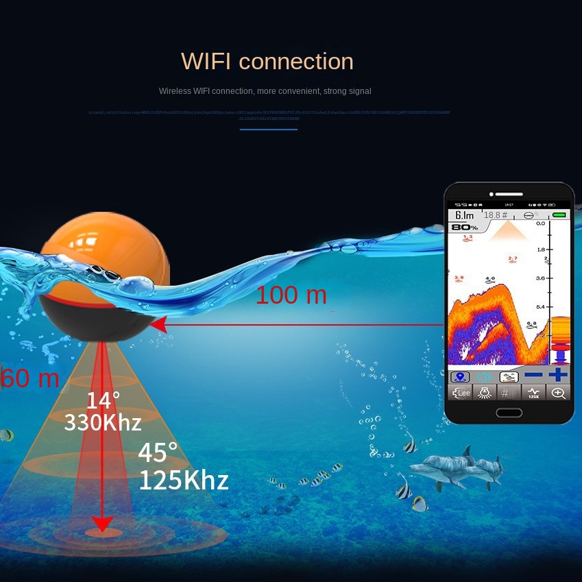 新しいデュアル周波数スマートWiFi魚群探知機、高精細ソナー - Fish Finder のレビューと価格