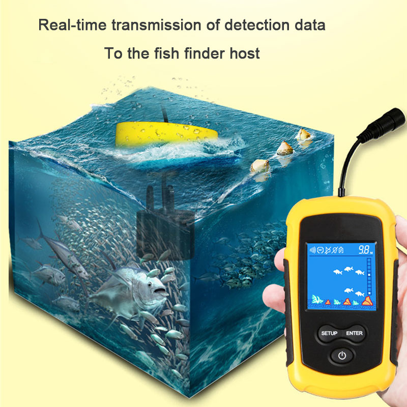 100 メートル有線カラースクリーンポータブルソナー魚群探知 - Fish Finder Cable のレビューと価格