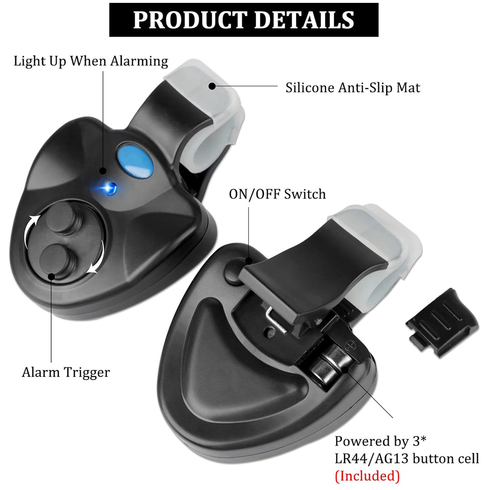 鯉釣りクリップセット ロッド用電子LEDライトインジケーター - Bite Alarm のレビューと価格